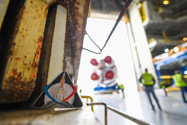 NASA image: NASA Prepares Artemis I SLS Rocket Stage for Move to Pegasus Barge